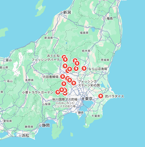 Area Trout Fishing Facilities in Northern Kanto